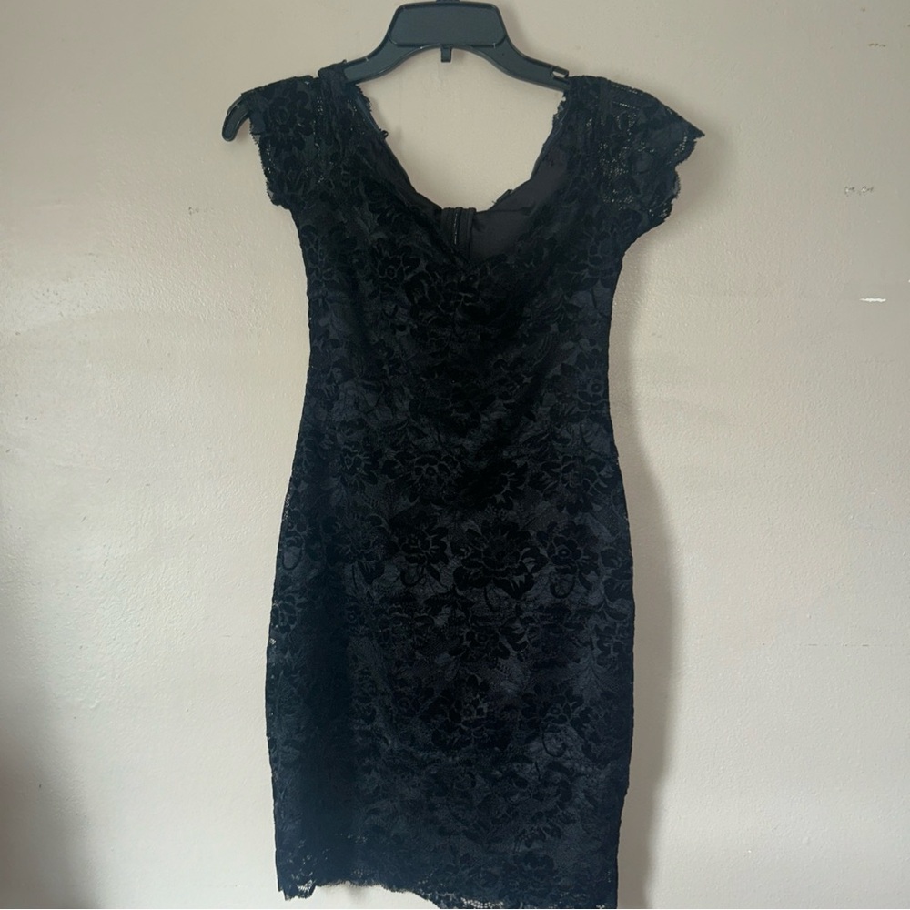 Guess Black Floral Lace Mini Dress